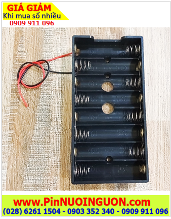 HỘP ĐẾ 8 PIN AA, HỘP ĐẾ Pin AA (Hộp đế chứa 8 pin AA 1.5v tạo thành bộ pin 12V) có sẳn dây điện đỏ đen